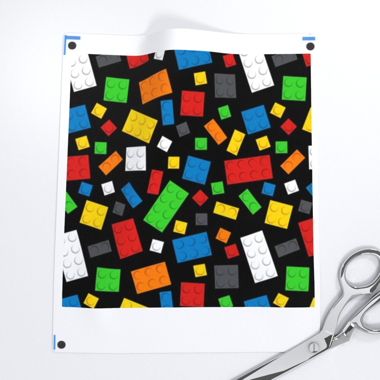 Building Brick Scatter Green Blue Yellow Red Block Toy Custom Printed Fabric by Spoonflower Various Fabrics by the Yard or Fat Quarter